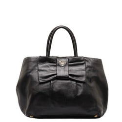 Prada Bow Handbag Tote Bag BN1601 Black Leather Women's PRADA