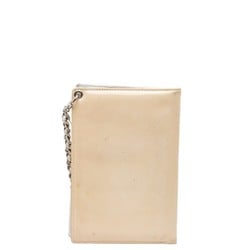 Chanel Coco Mark Card Case Holder Beige Patent Leather Women's CHANEL