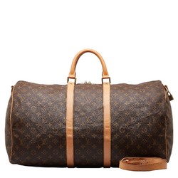 Louis Vuitton Monogram Keepall Bandouliere 55 Boston Bag Shoulder M41414 Brown PVC Leather Women's LOUIS VUITTON