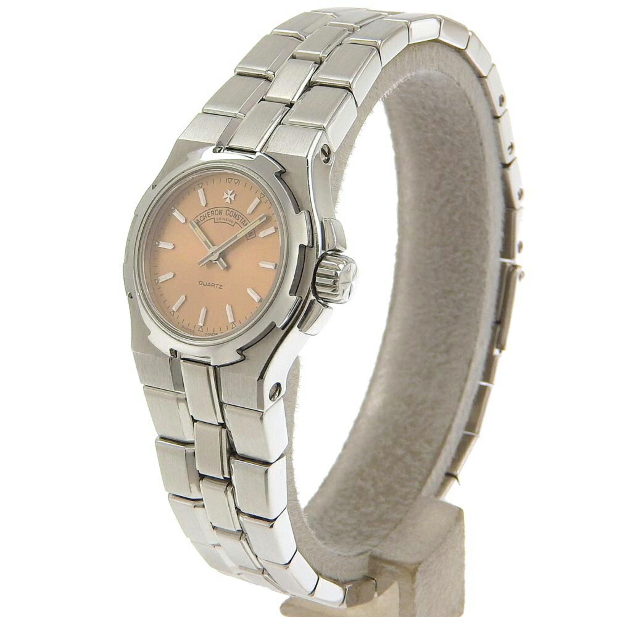 Vacheron Constantin Overseas Watch 16050/423A-8493 Stainless Steel Quartz Analog Display Salmon Pink Dial Ladies