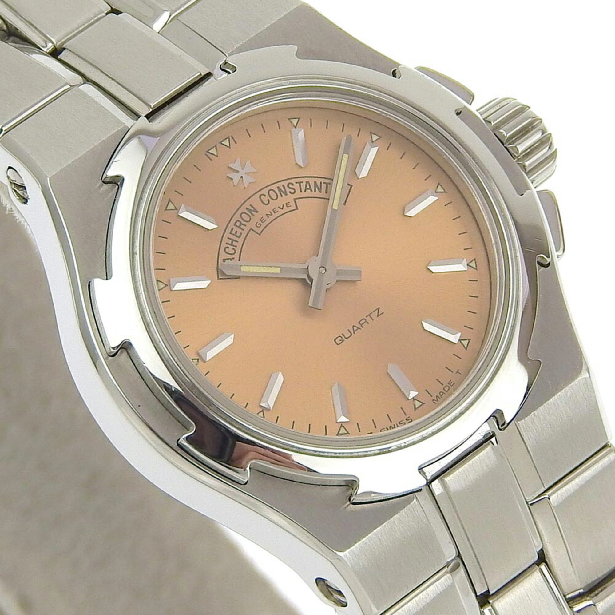 Vacheron Constantin Overseas Watch 16050/423A-8493 Stainless Steel Quartz Analog Display Salmon Pink Dial Ladies