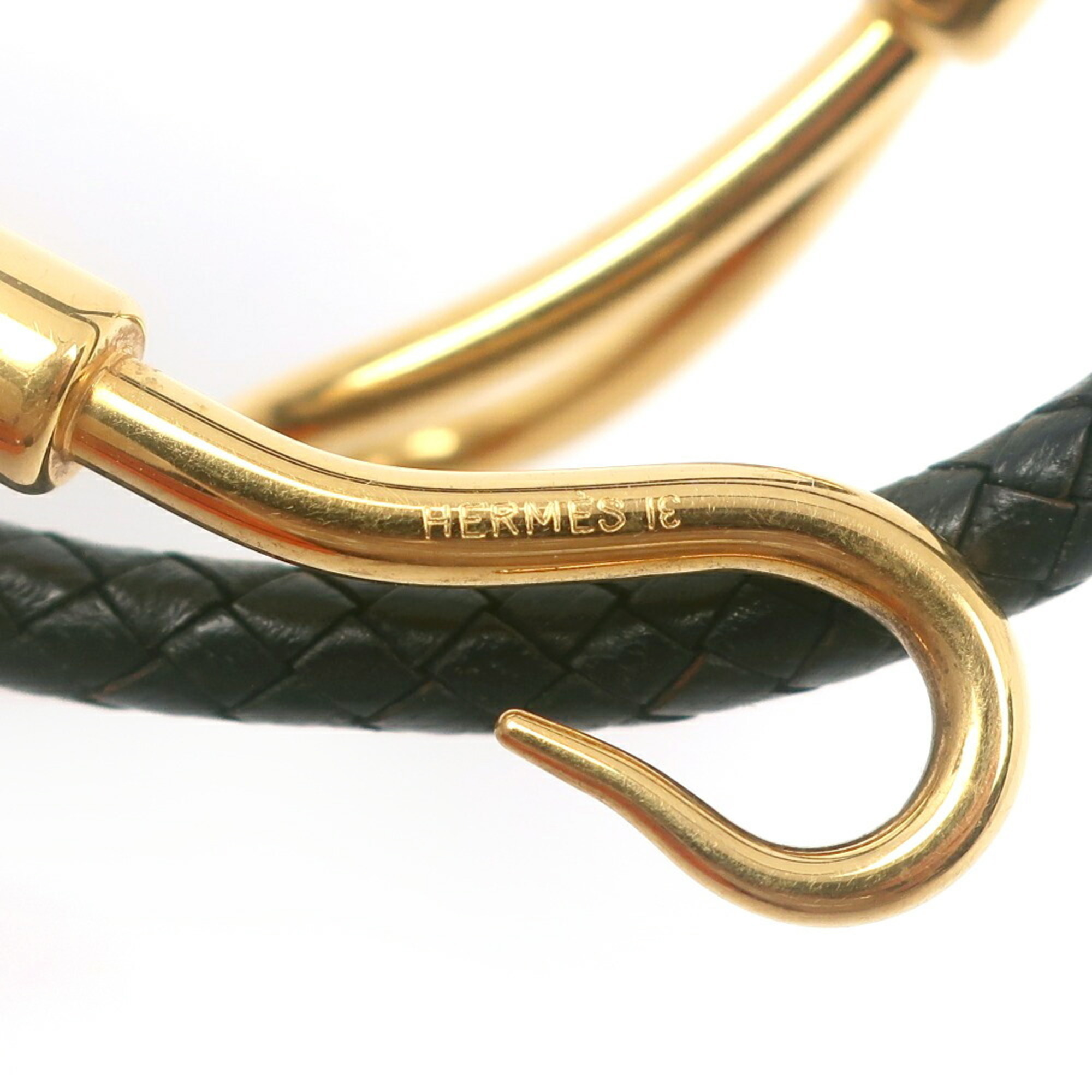 Hermes HERMES Choker Bracelet Double Jumbo Leather x Gold Plated Black Approx. 14g Women's