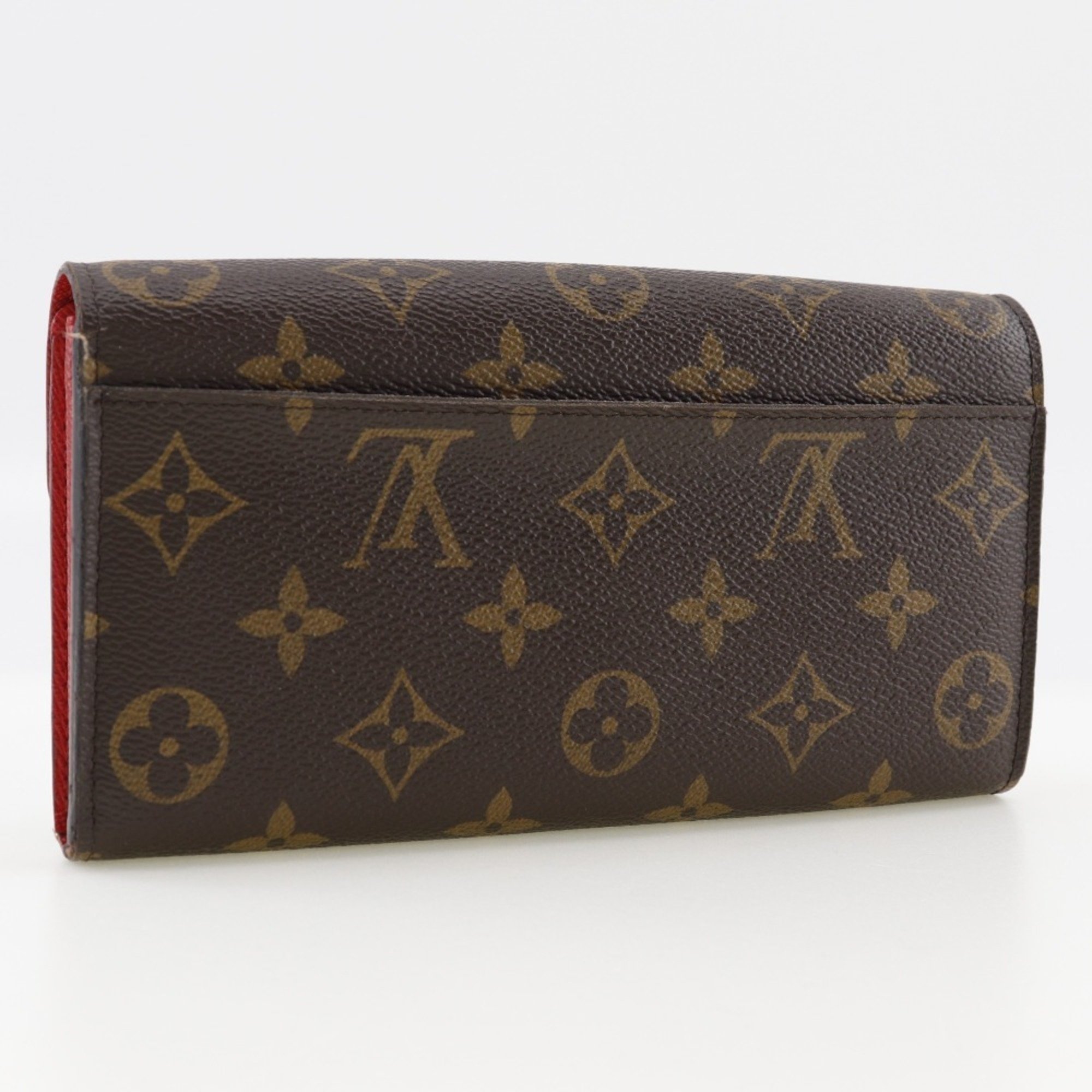 Louis Vuitton LOUIS VUITTON Portefeuille Sarah Long Wallet M62236 Monogram Canvas Coquelicot Snap Button Portefeiulle Women's