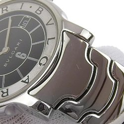 BVLGARI Solo Tempo Watch ST35S Stainless Steel Quartz Analog Display Black Dial Men's