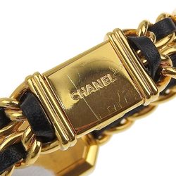 Chanel CHANEL Premiere S Watch H0001 Gold-plated x Leather Quartz Analog Display Black Dial Ladies