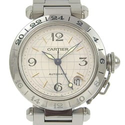 Cartier Pasha Watch Meridian GMT W31078M7 Stainless Steel Automatic Silver Dial Boys