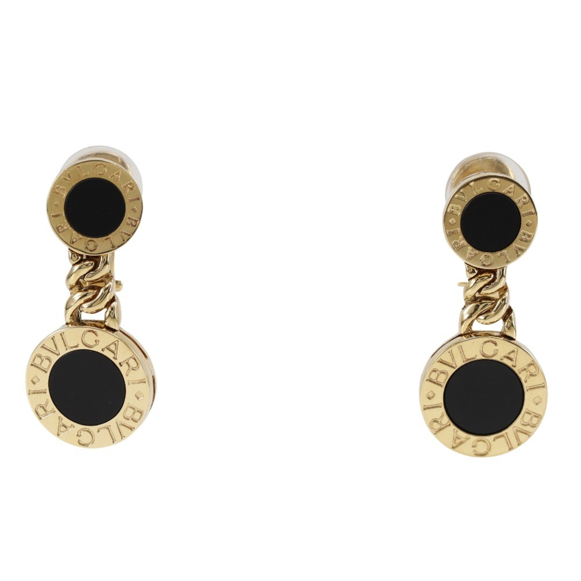 BVLGARI Bulgari Earrings K18 Yellow Gold x Onyx Approx. 16.3g Women's