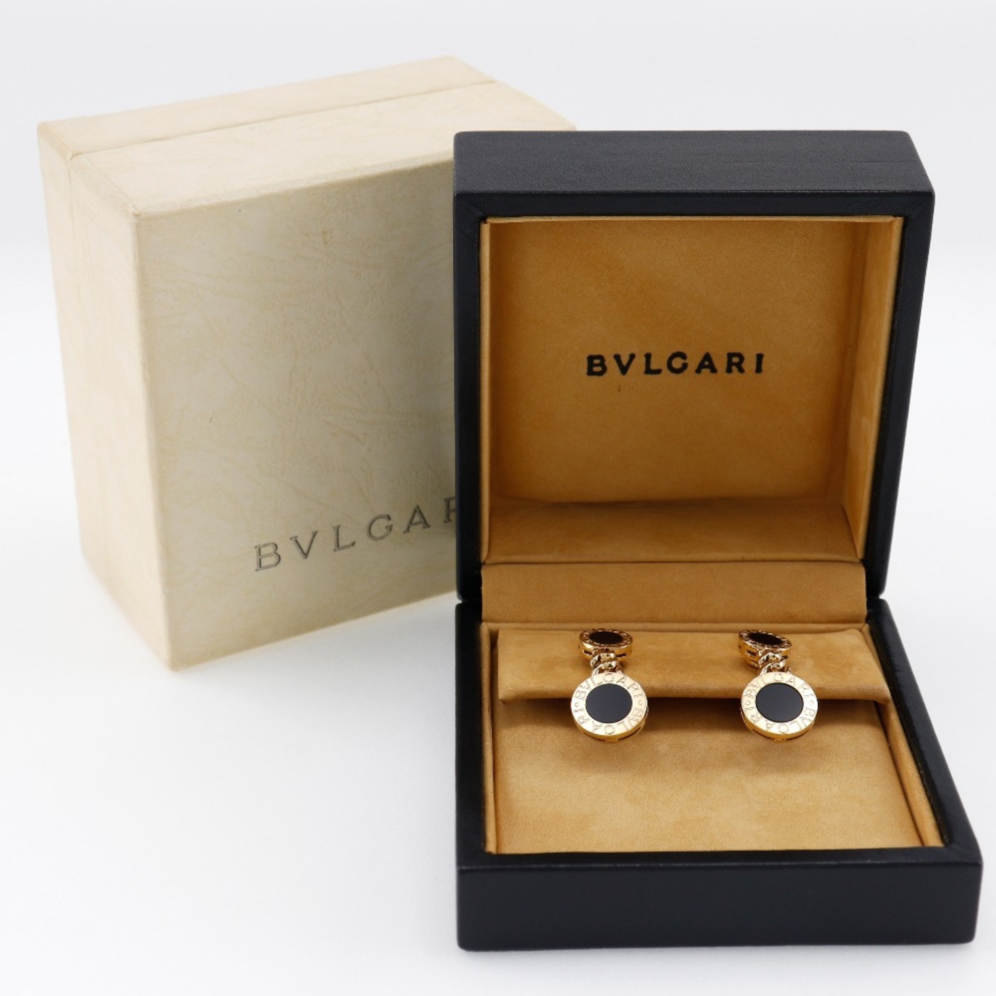 BVLGARI Bulgari Earrings K18 Yellow Gold x Onyx Approx. 16.3g Women's