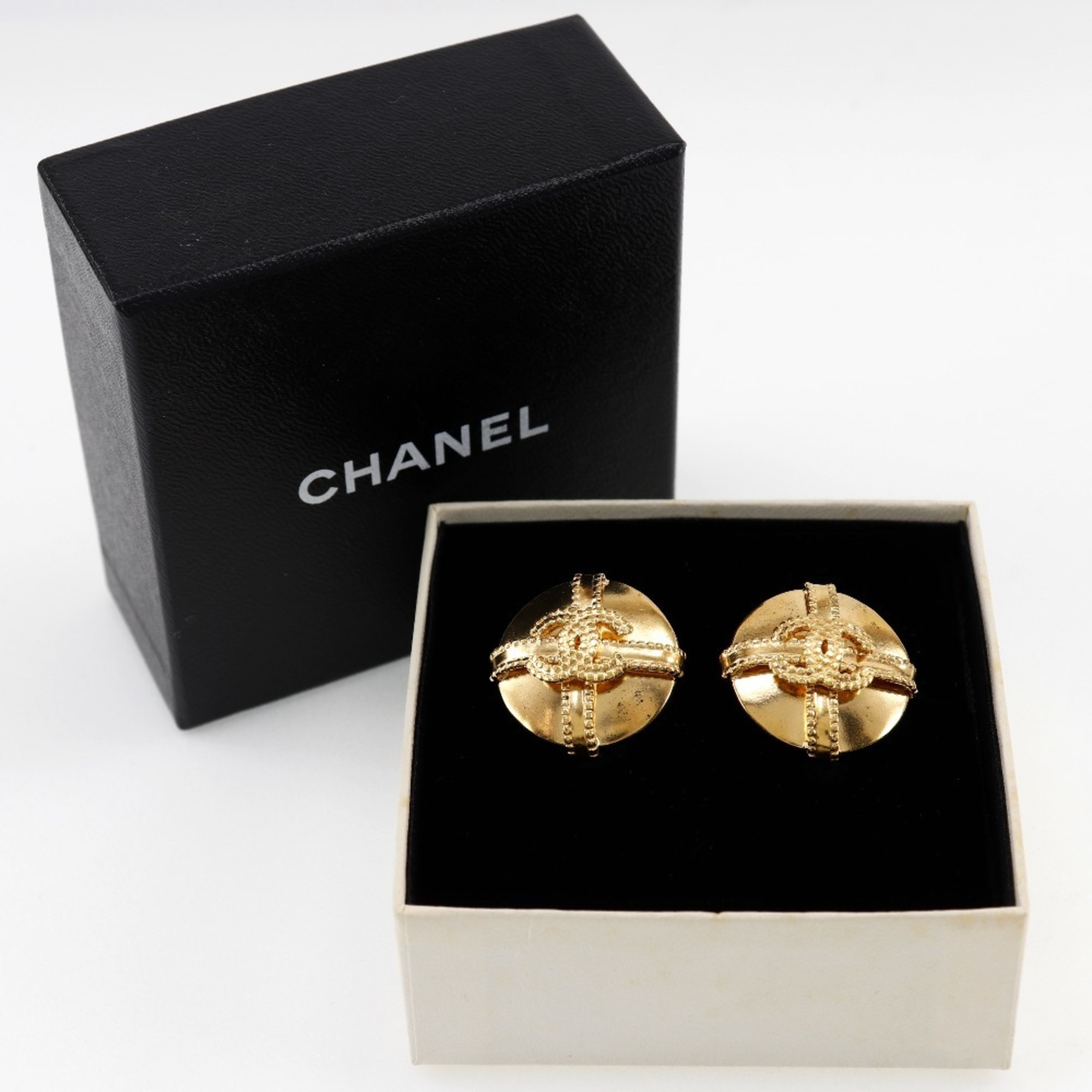 Chanel Coco Mark Earrings, Gold Plated, 1997, 97A, Approx. 20.2g, COCO Mark, Women's