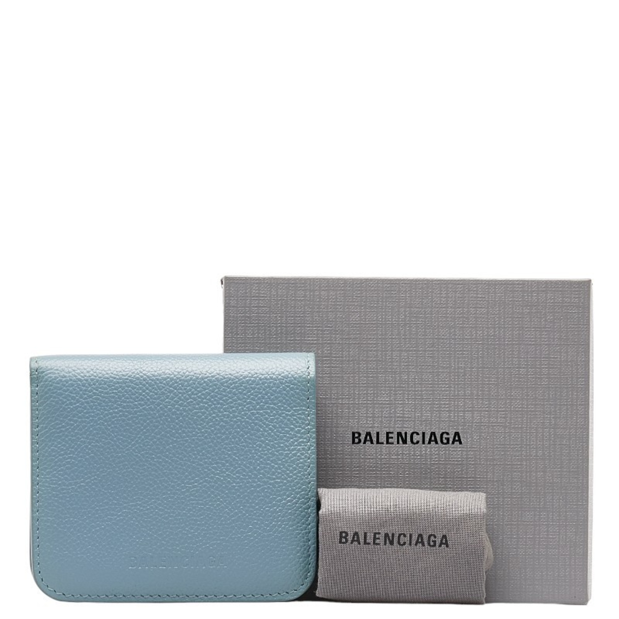 Balenciaga Essential Wallet Bi-fold 658340 Blue Leather Women's BALENCIAGA