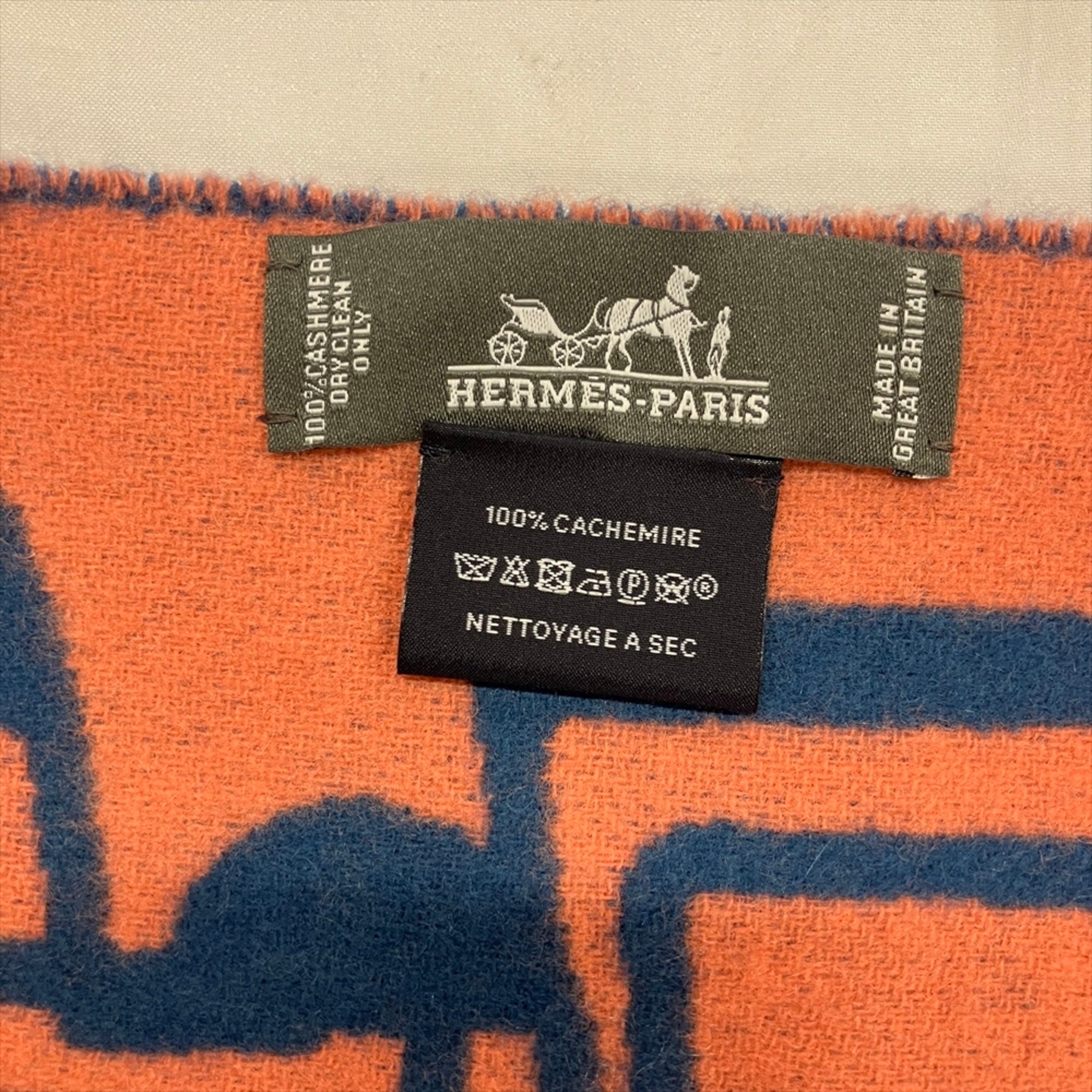 Hermes HERMES Scarf Cashmere 141cm Blue Rose Dore Buckle Do Re Boucles