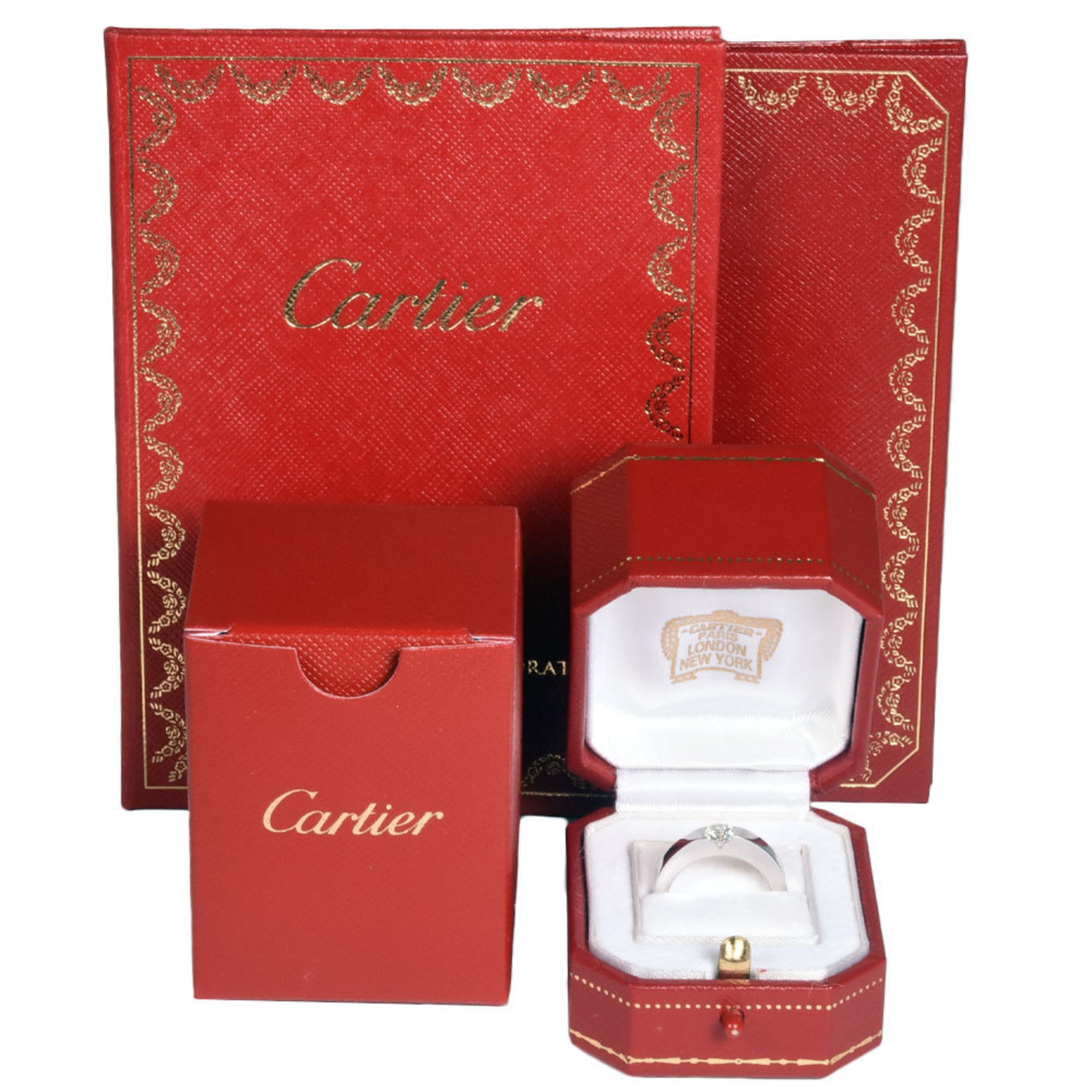 Cartier Date with Ring Diamond 0.38ct #48 K18WG Women's