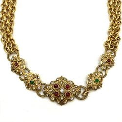 CHANEL Gripoa 3-strand long necklace, gold, multi-colored, rhinestones, some stones missing