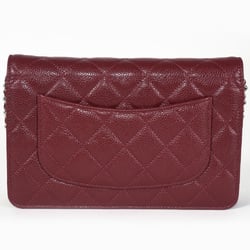 CHANEL Coco Mark Matelasse Chain Wallet Caviar Skin A33814 Red