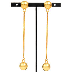 CHANEL Ball Earrings Metal Gold Swing Chain Women's