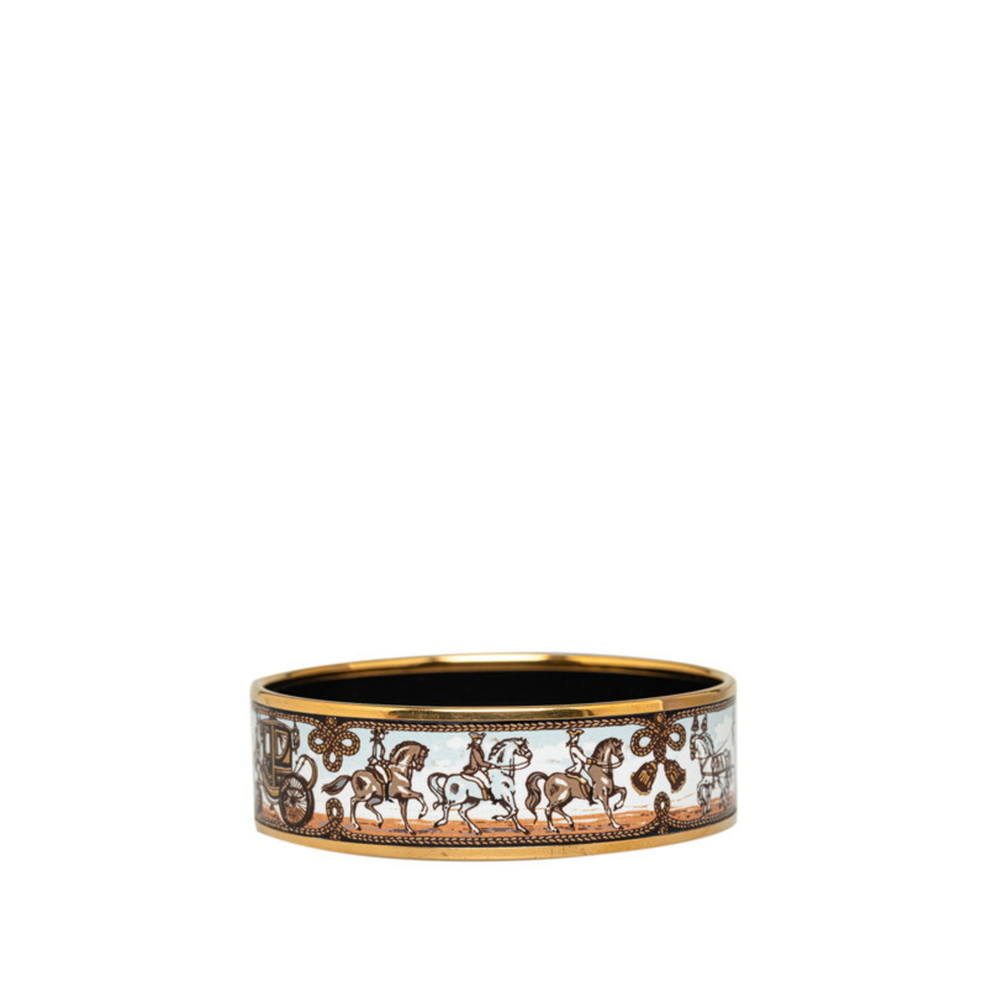Hermes enamel GM cloisonné white carriage bangle bracelet gold multi-color plated ladies HERMES