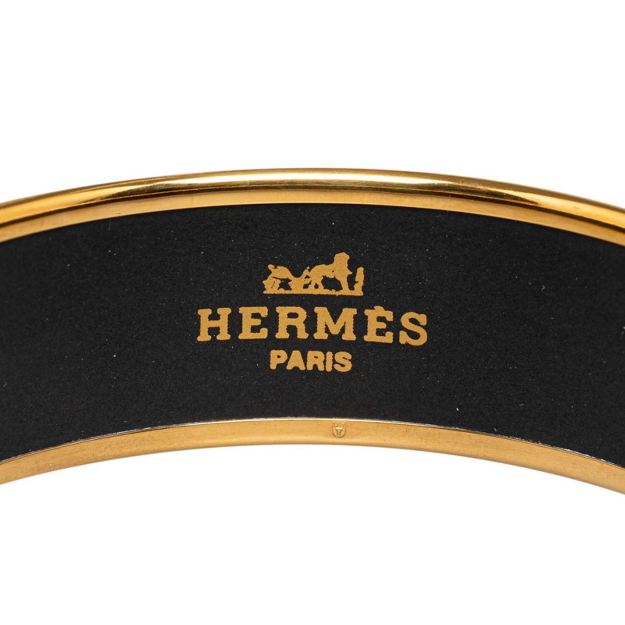 Hermes enamel GM cloisonné white carriage bangle bracelet gold multi-color plated ladies HERMES