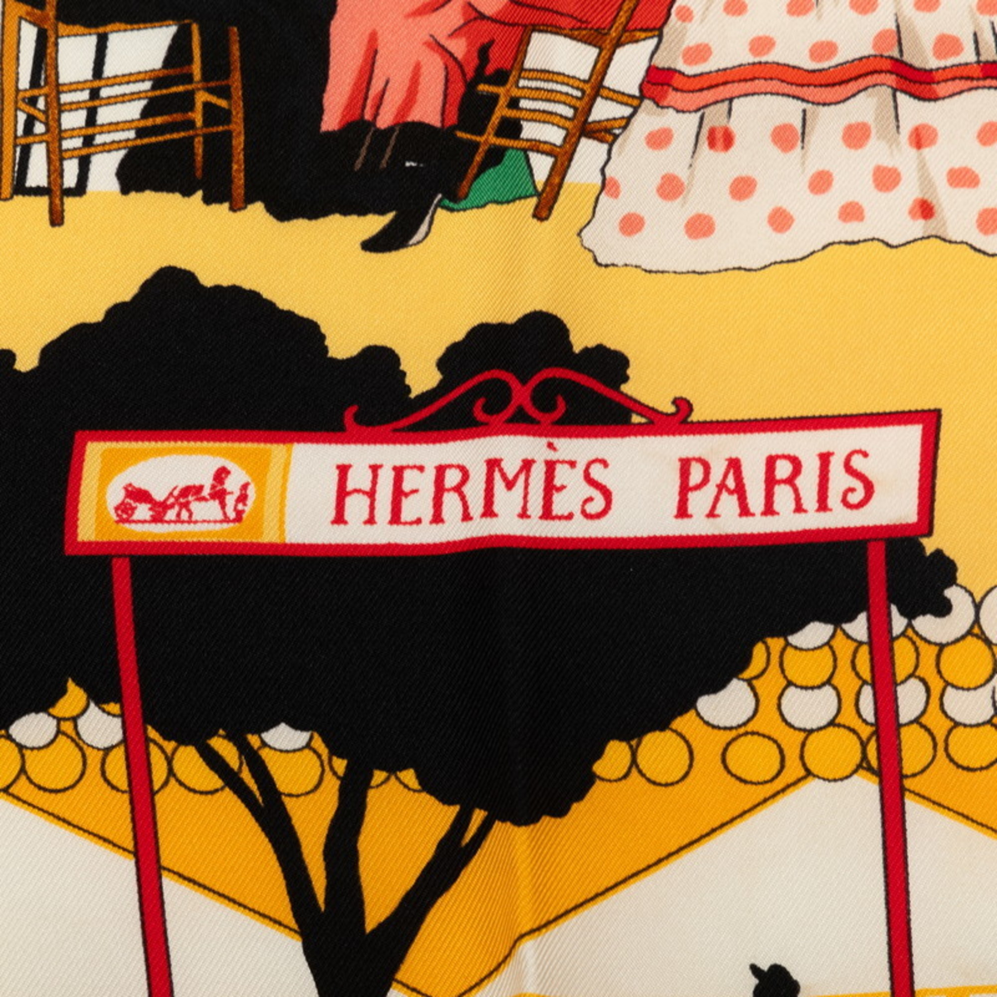 Hermes Carre 90 Feria de Sevilla Holidays in Seville Scarf Muffler Black Yellow Multicolor Silk Women's HERMES