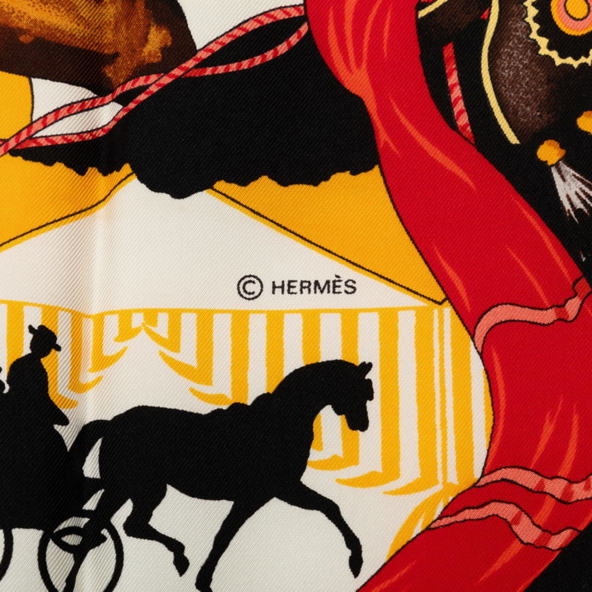 Hermes Carre 90 Feria de Sevilla Holidays in Seville Scarf Muffler Black Yellow Multicolor Silk Women's HERMES