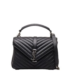 Saint Laurent College Handbag Shoulder Bag 428056 Black Leather Women's SAINT LAURENT