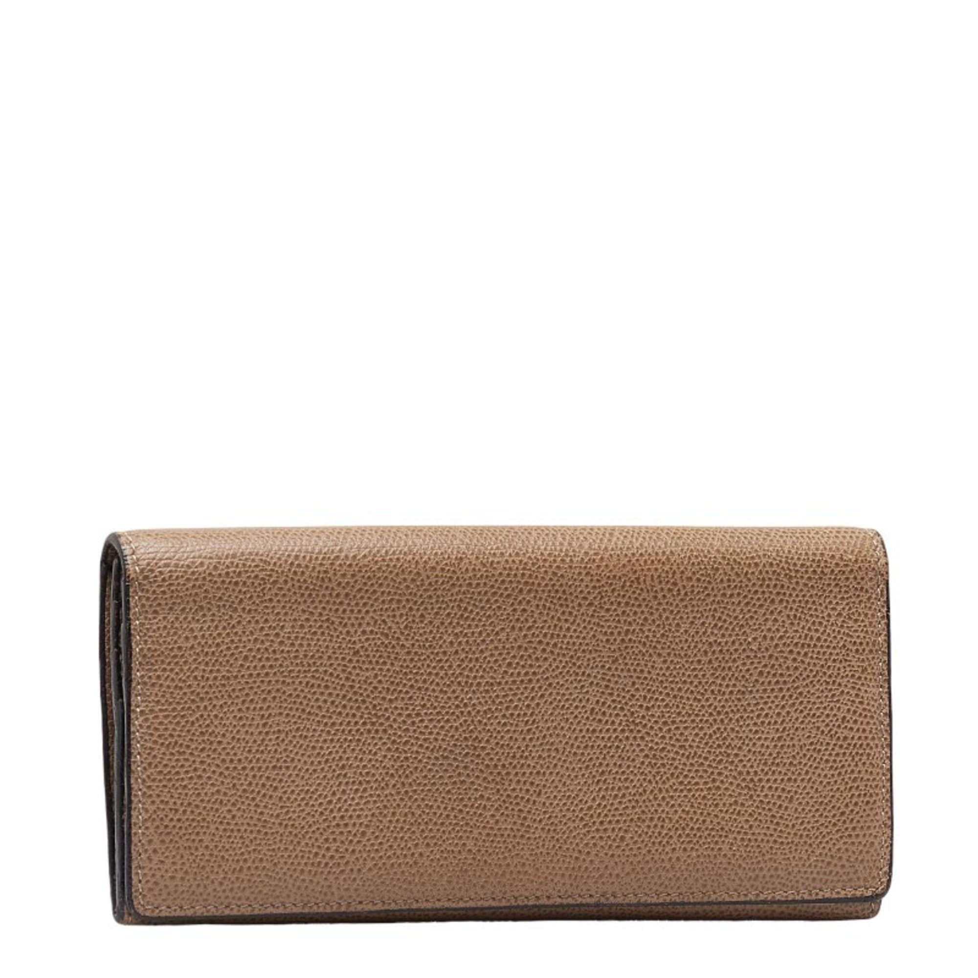 Valextra Long Wallet Brown Leather Women's