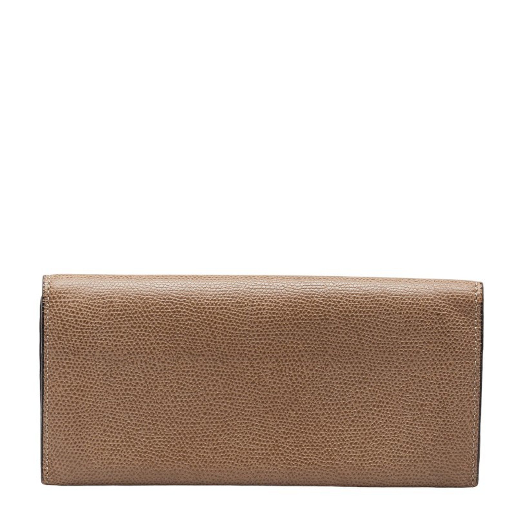 Valextra Long Wallet Brown Leather Women's