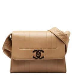 Chanel Coco Mark Shoulder Bag Beige Gold Lambskin Women's CHANEL