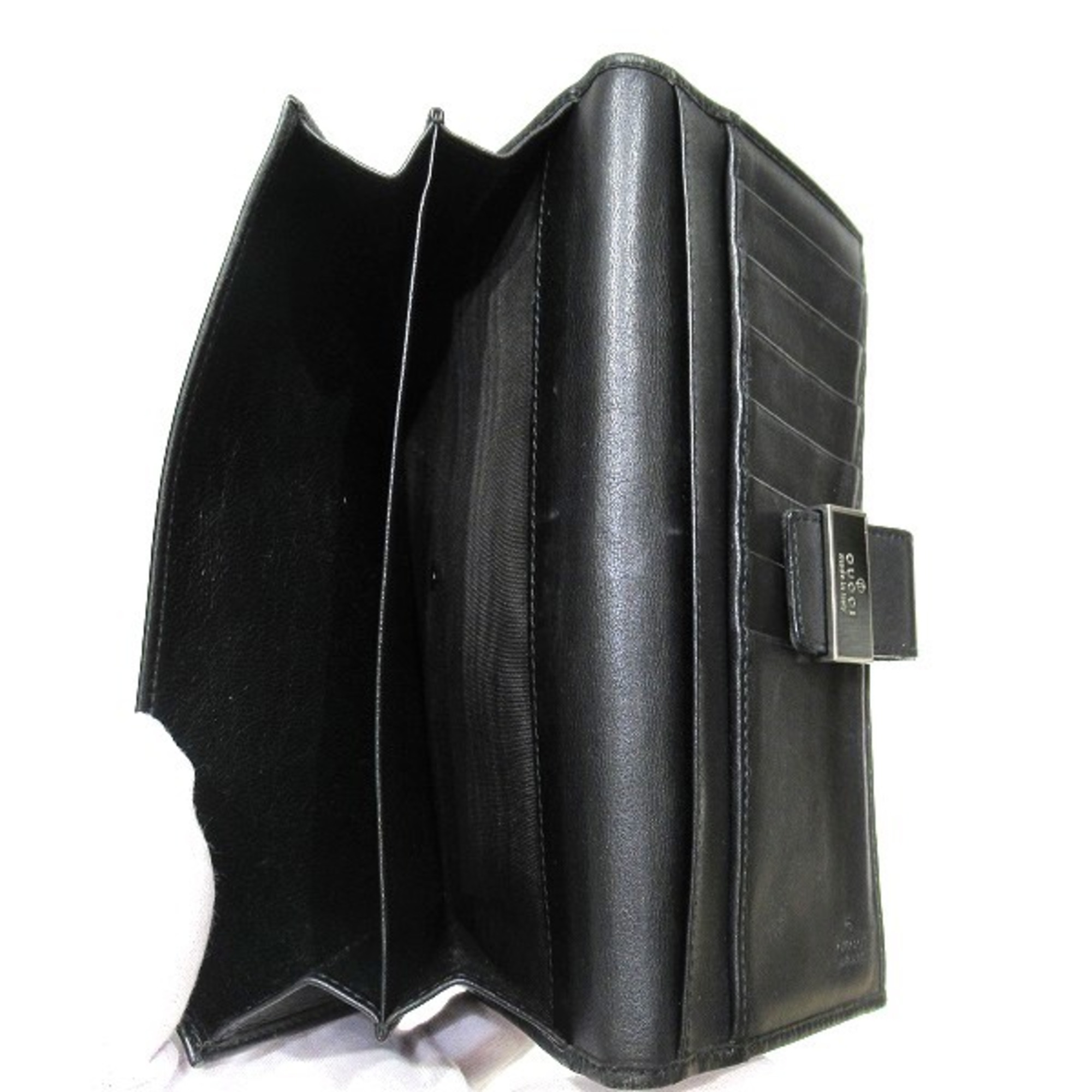 GUCCI Black Leather 035・0416・2103 Wallet Long Men's