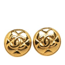 Chanel Coco Mark Matelasse Earrings Gold Plated Women's CHANEL