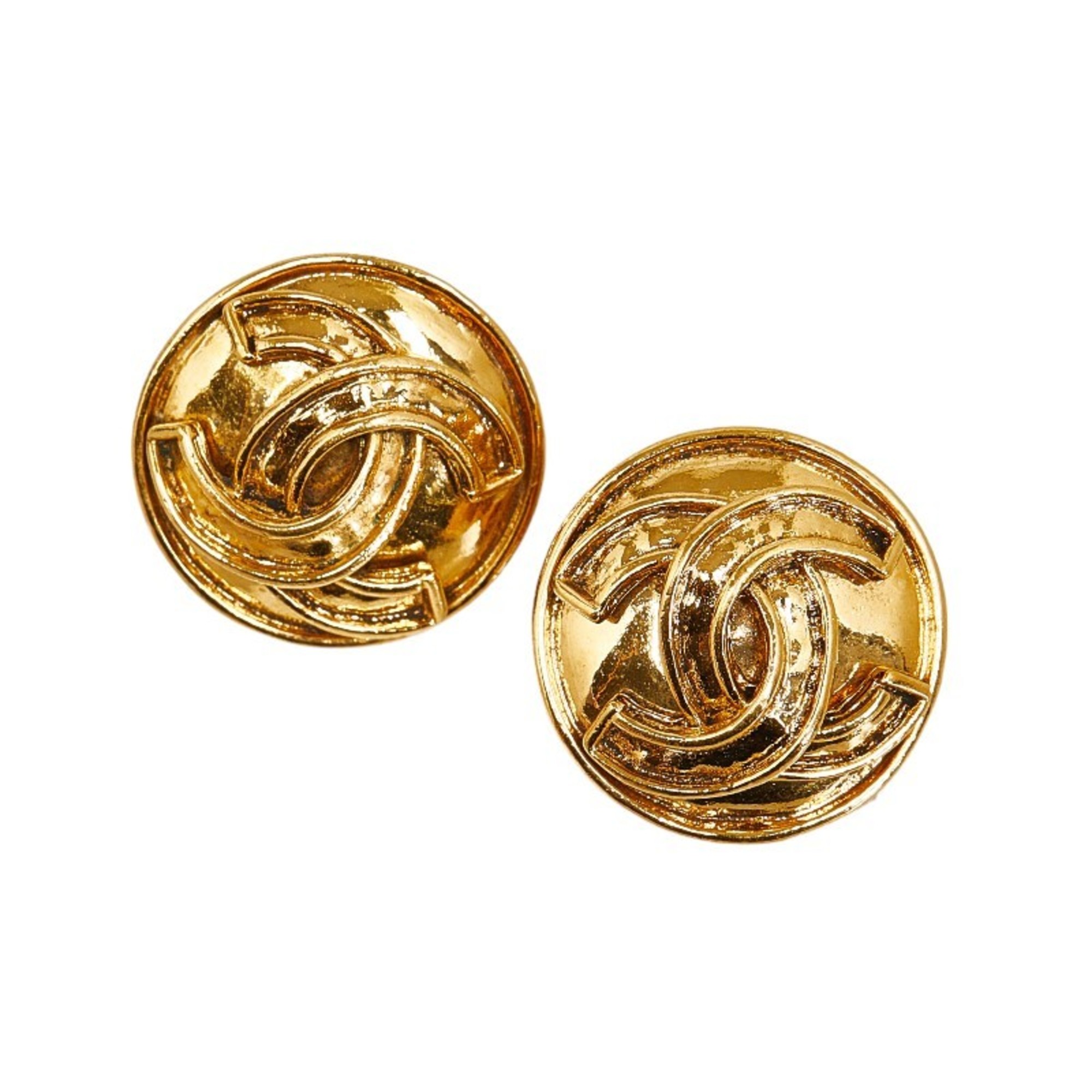 Chanel Coco Mark Earrings Gold Plated Women's CHANEL