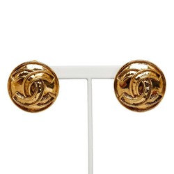 Chanel Coco Mark Earrings Gold Plated Women's CHANEL