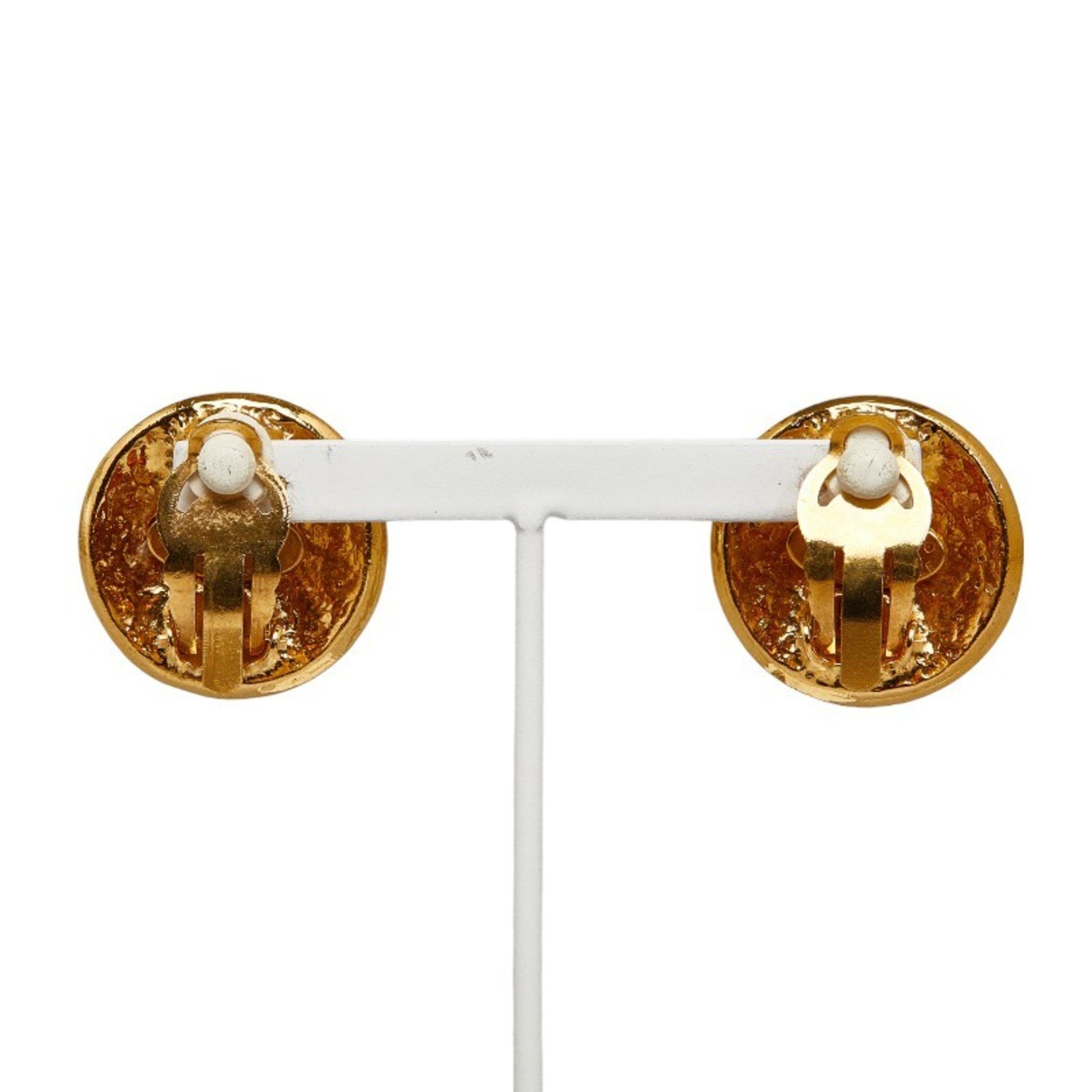 Chanel Coco Mark Earrings Gold Plated Women's CHANEL