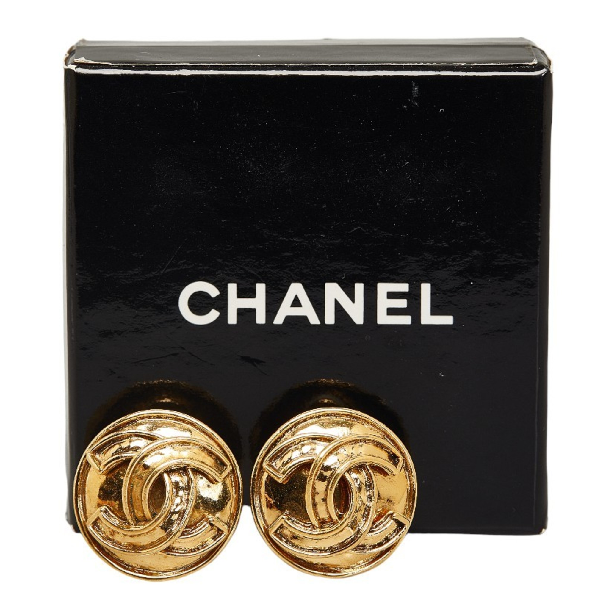 Chanel Coco Mark Earrings Gold Plated Women's CHANEL