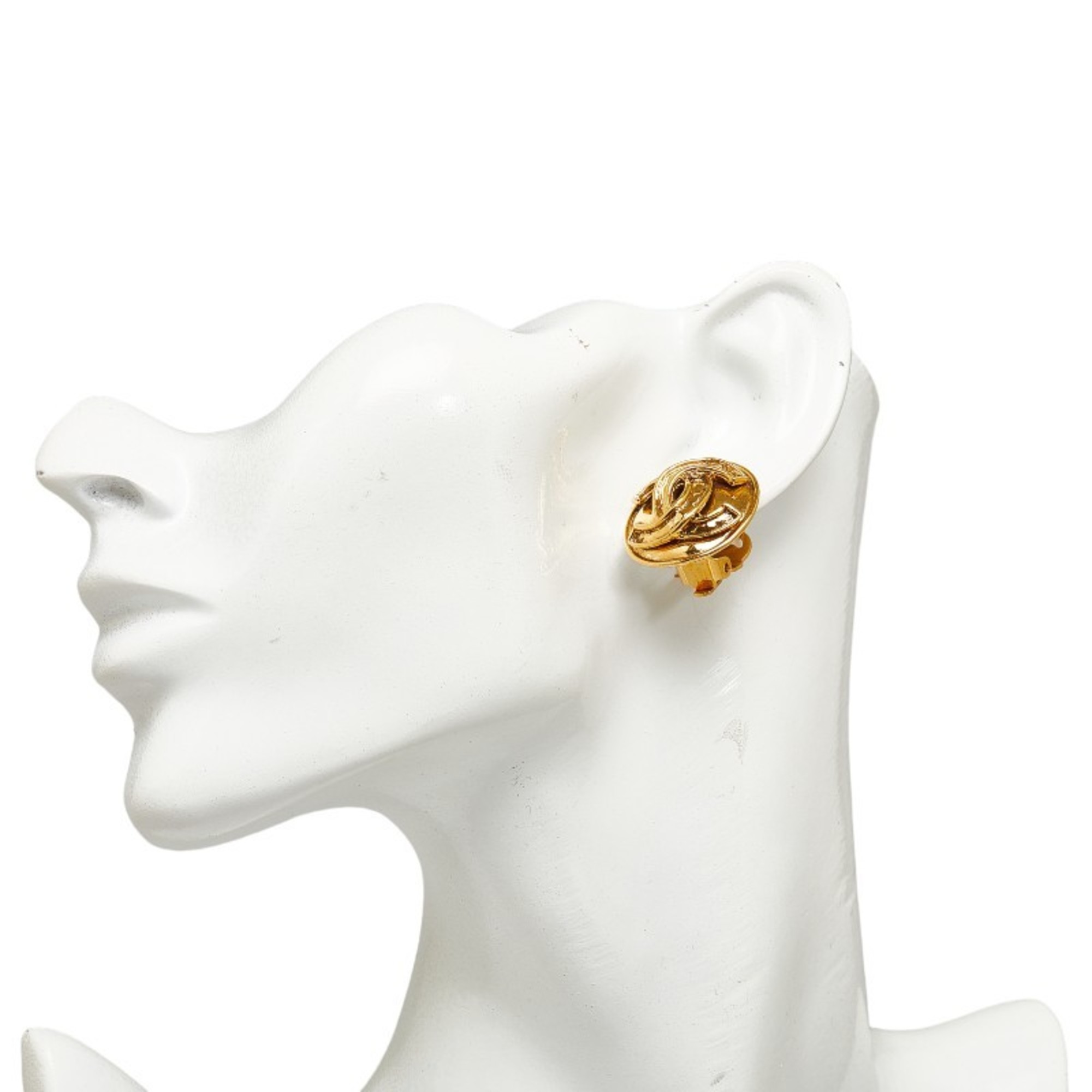 Chanel Coco Mark Earrings Gold Plated Women's CHANEL