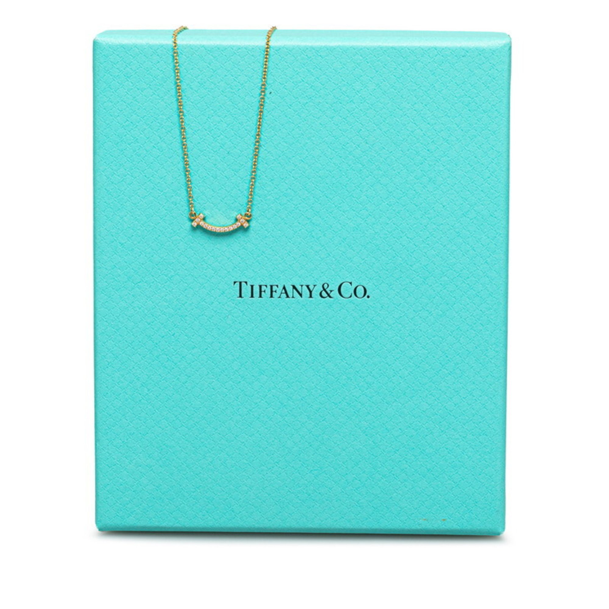 Tiffany T Smile Pendant Necklace K18YG Yellow Gold Women's TIFFANY&Co.