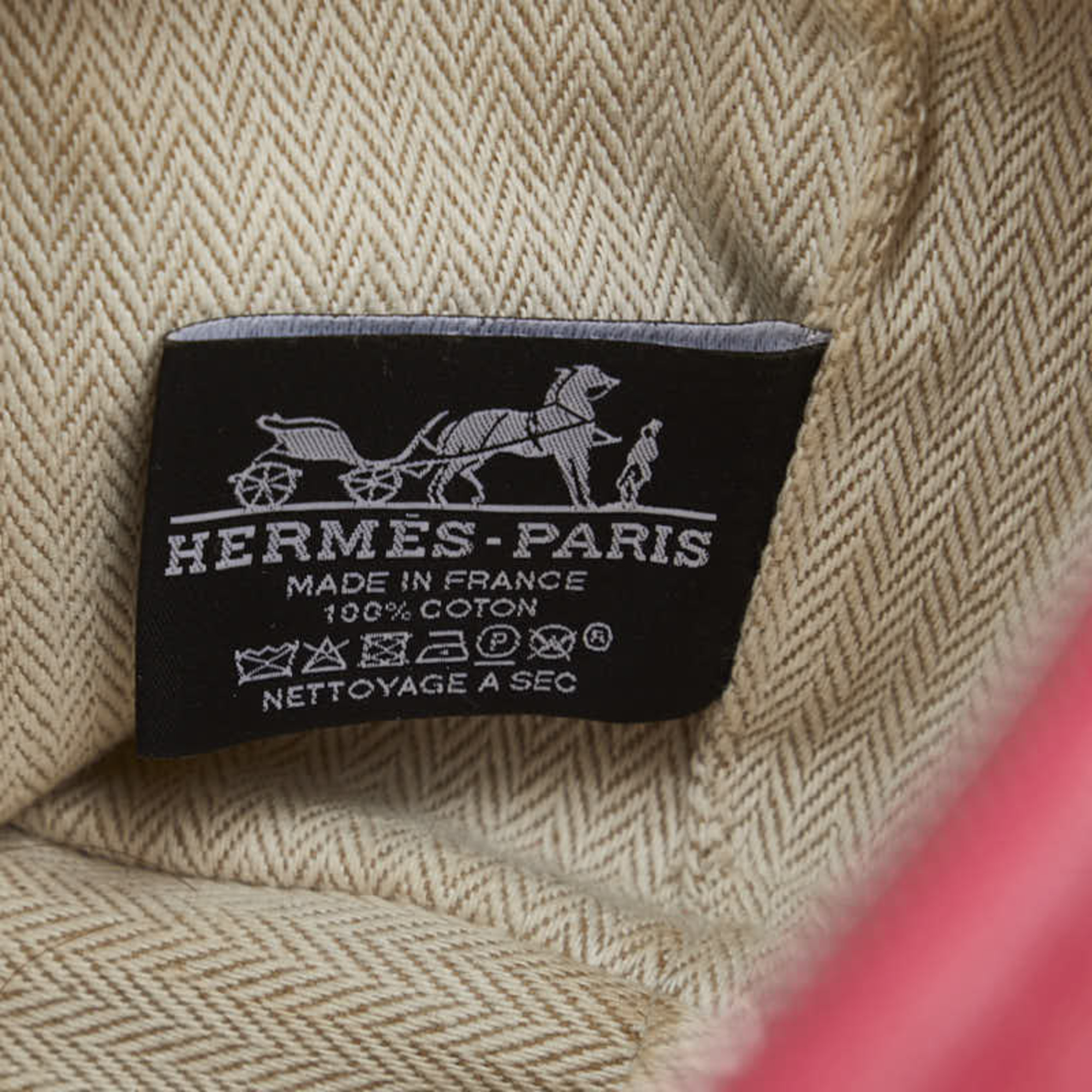 Hermes Bride A Black PM Handbag Pouch Hibiscus Pink Orange Canvas Women's HERMES