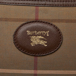 Burberry Check Shoulder Bag Khaki Canvas Leather Women's BURBERRY