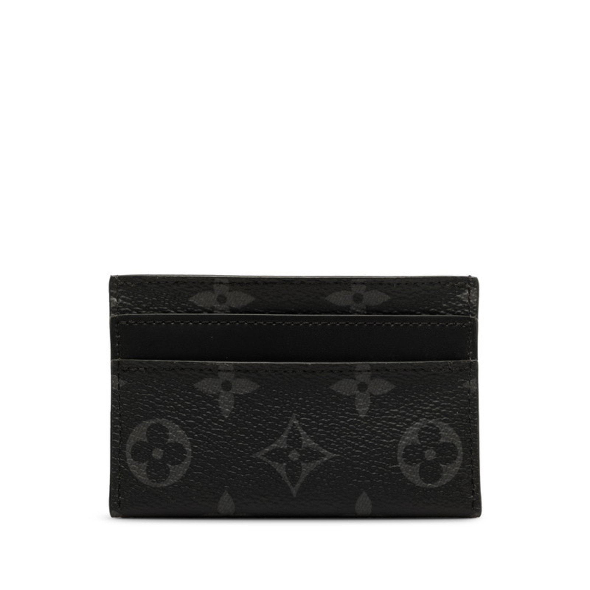 Louis Vuitton Monogram Eclipse Porte Carte Double Card Case M62170 Black PVC Leather Men's LOUIS VUITTON