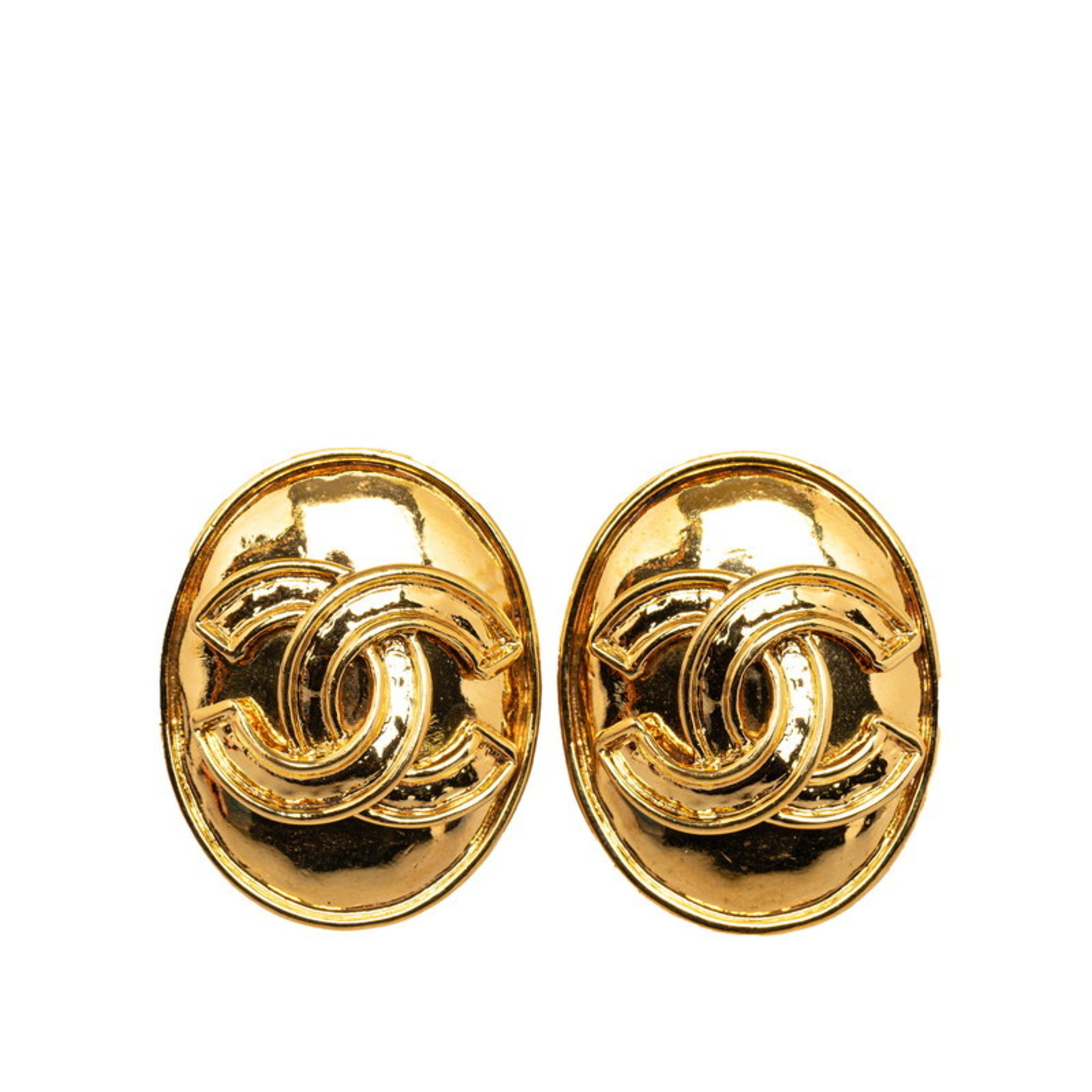 Chanel Coco Mark Earrings Gold Plated Women's CHANEL