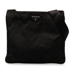 Prada Triangle Plate Shoulder Bag Black Nylon Leather Women's PRADA