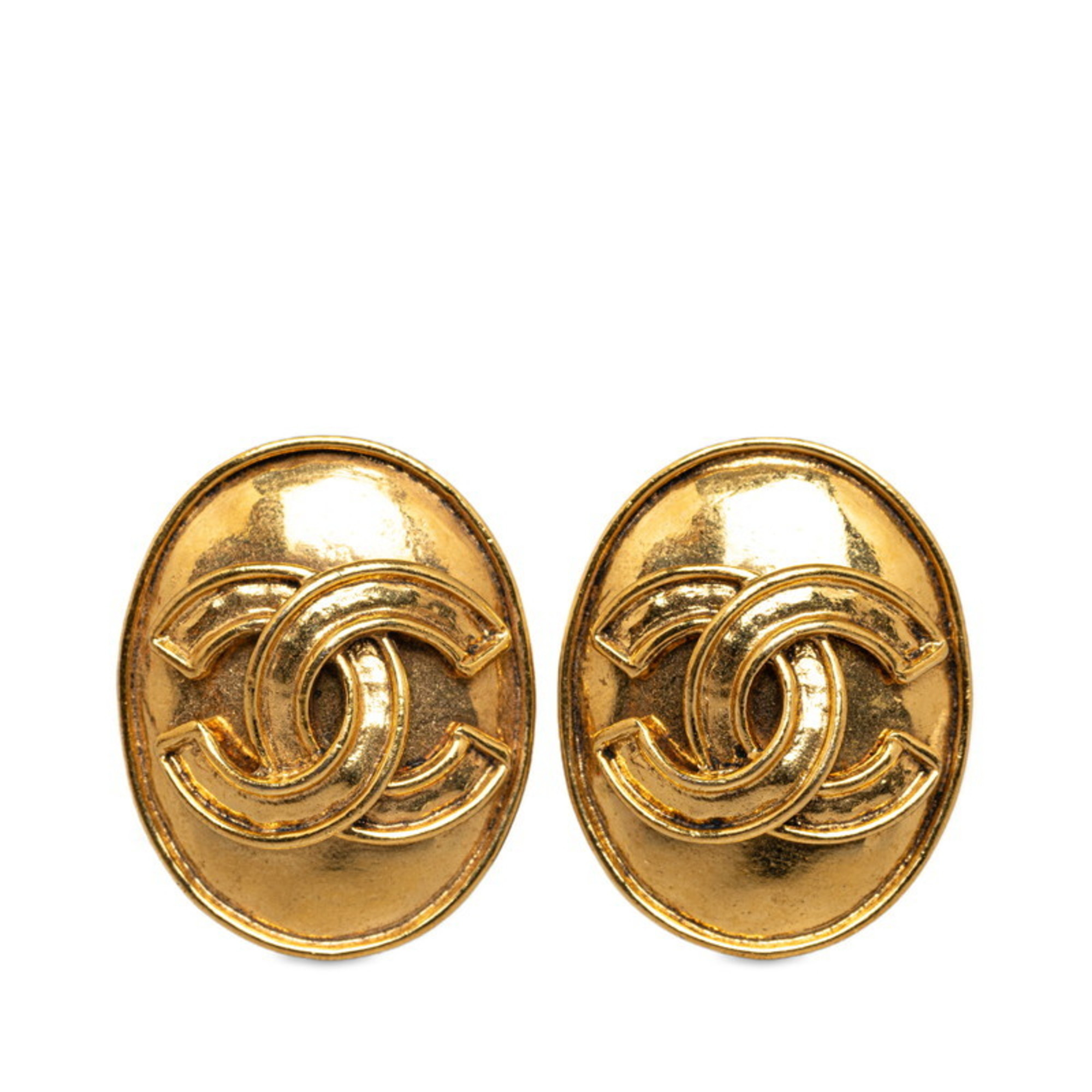 Chanel Coco Mark Earrings Gold Plated Women's CHANEL