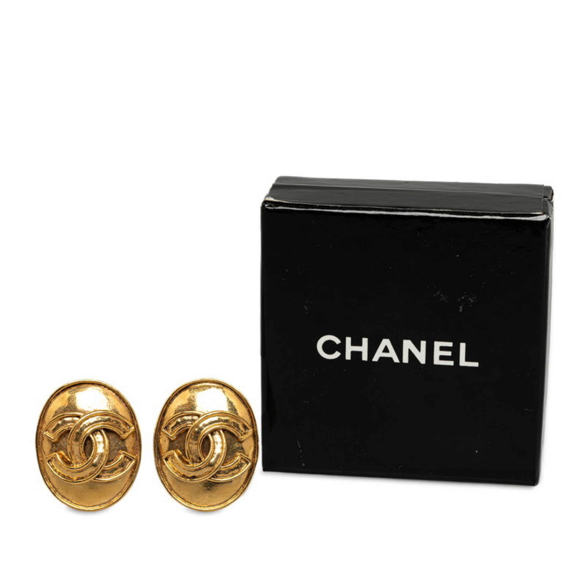 Chanel Coco Mark Earrings Gold Plated Women's CHANEL