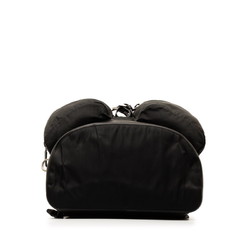 Prada Triangle Plate Backpack Black Nylon Leather Women's PRADA