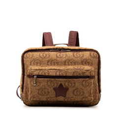 Gucci Double G Star Backpack 704946 Brown Wool Leather Women's GUCCI