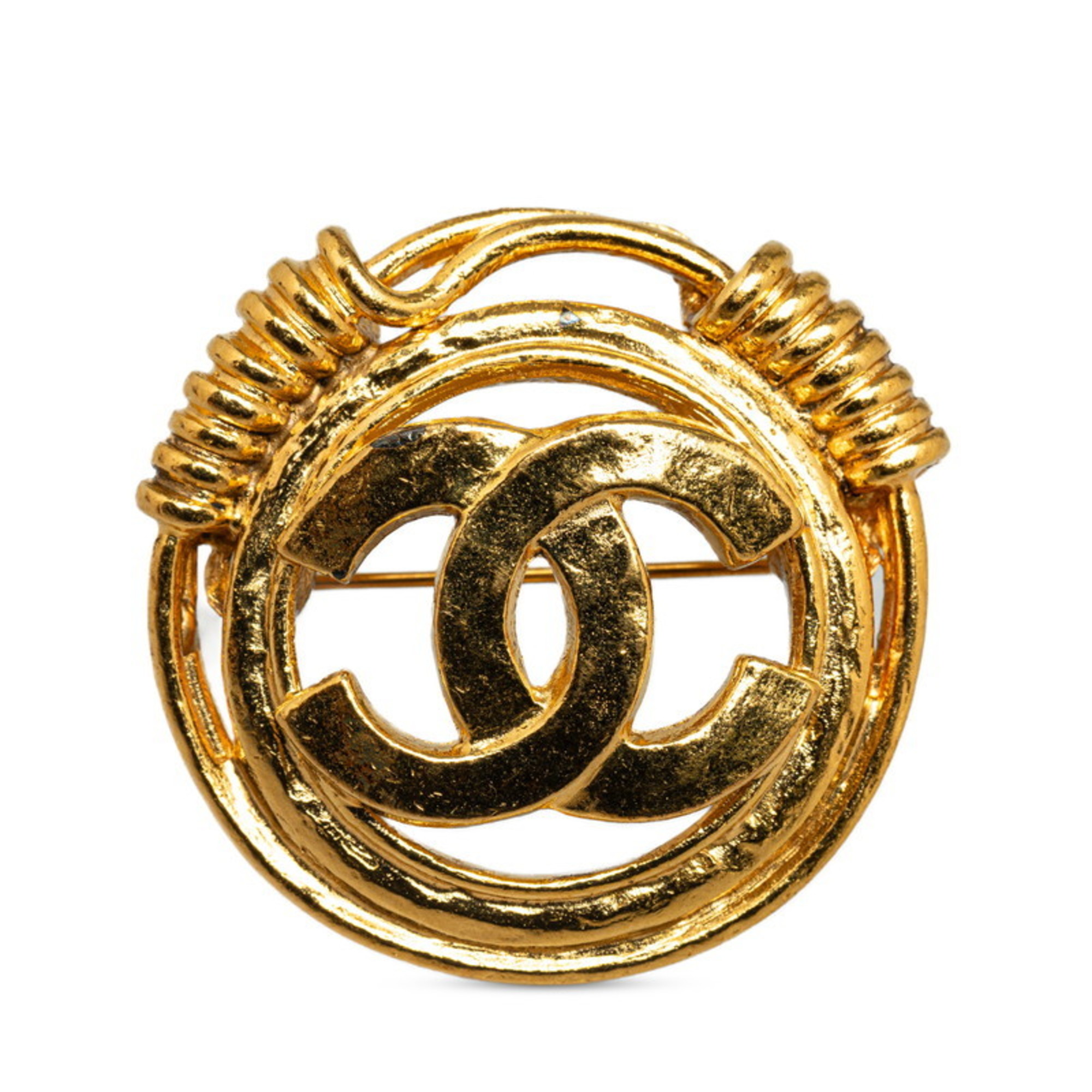 Chanel Coco Mark Brooch Gold Plated Women's CHANEL