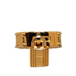 Hermes Padlock Scarf Ring Gold Green Plated Leather Women's HERMES