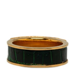 Hermes Padlock Scarf Ring Gold Green Plated Leather Women's HERMES