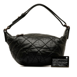 CHANEL Wild Stitch Coco Mark Shoulder Bag Black Leather Women's