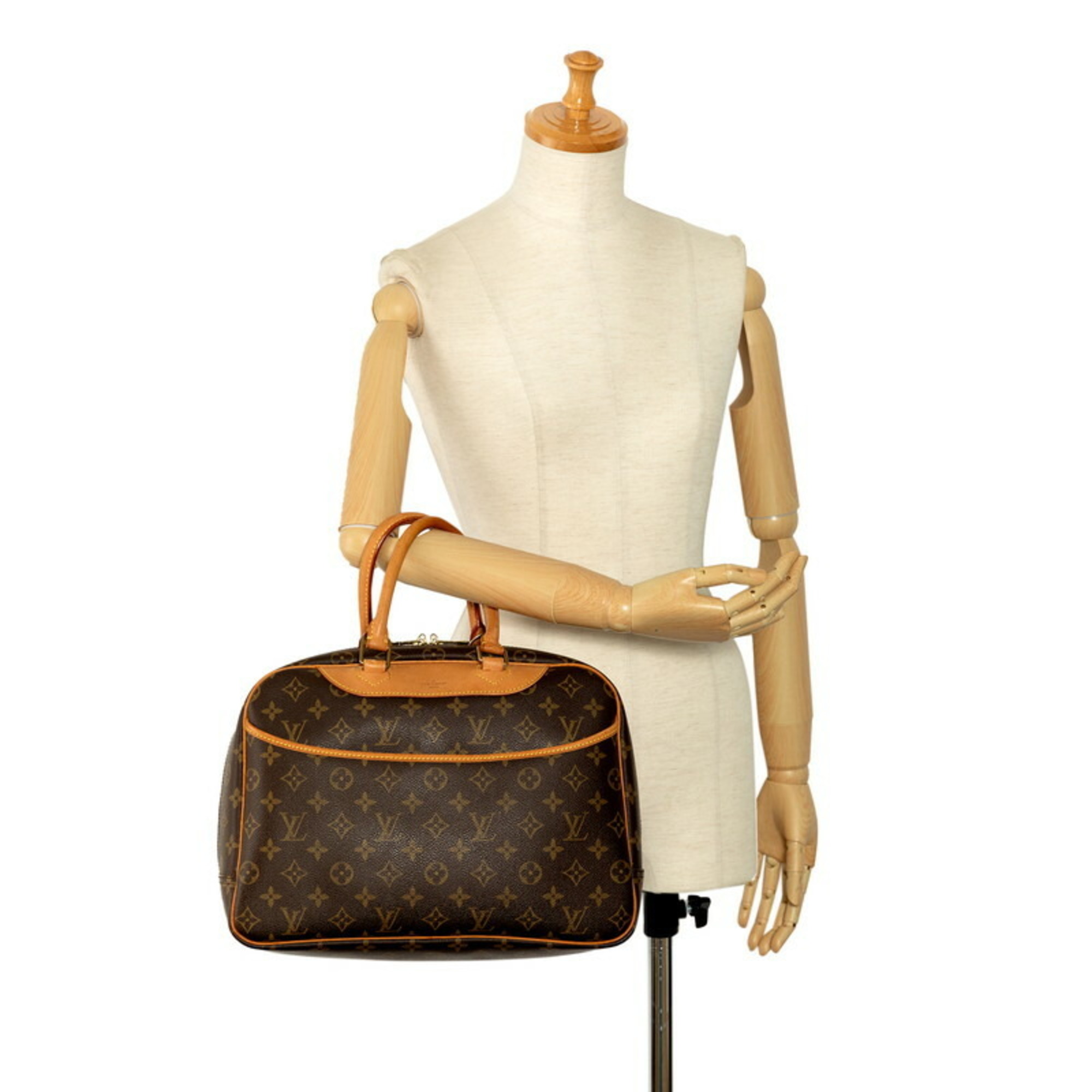 Louis Vuitton Monogram Deauville Handbag M47270 Brown PVC Leather Women's LOUIS VUITTON