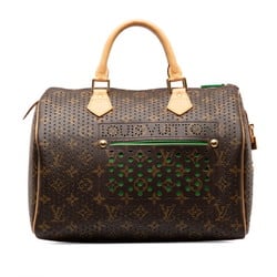 Louis Vuitton Monogram Perforated Speedy 30 Handbag Boston Bag M95181 Brown Vert Green PVC Leather Women's LOUIS VUITTON